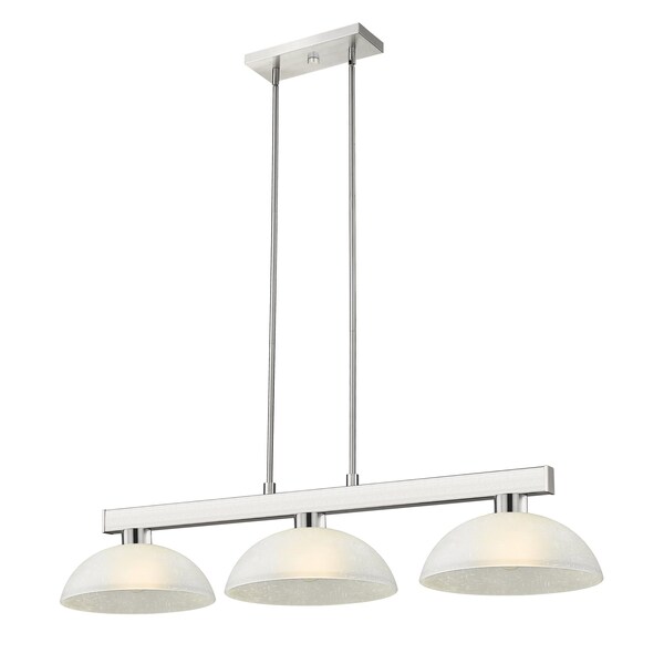 Z-Lite Cobalt Billiard, 3-Light, 14 In.W x 46 In.L x 8 In.H, Brushed Nickel/White Linen 152BN-DWL13 - main